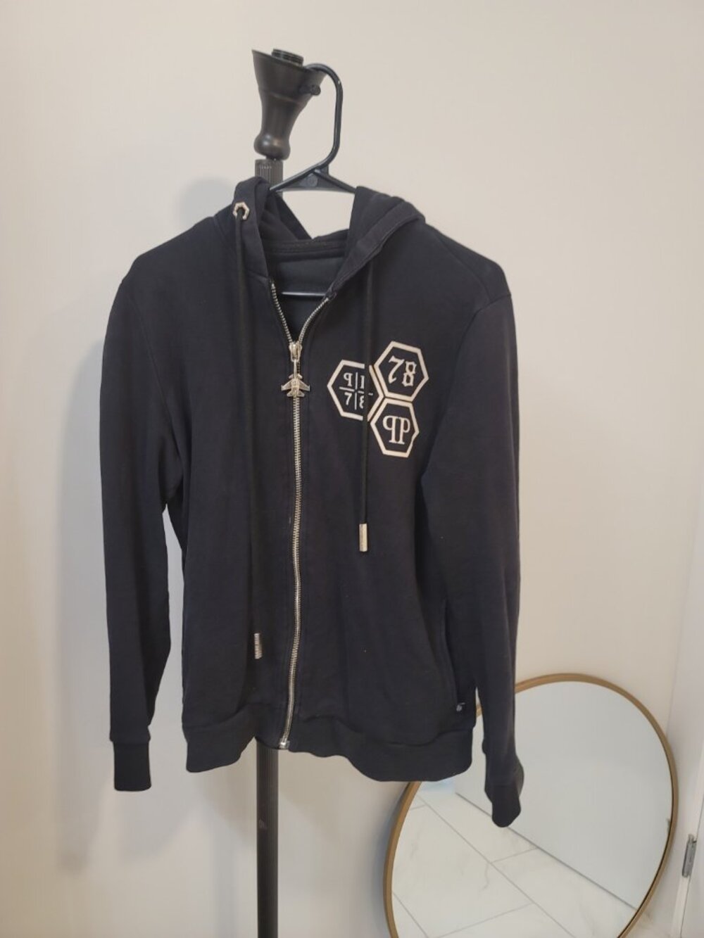 Philipp Plein Black Big Skull Swarovski Keyring Hoodie 124442598 Xxl